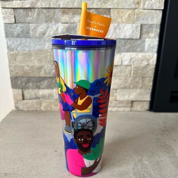 Starbucks Insulated Tumbler NEW Summer 2024 Holographic with Top & Straw Artist - Picture 3 of 8